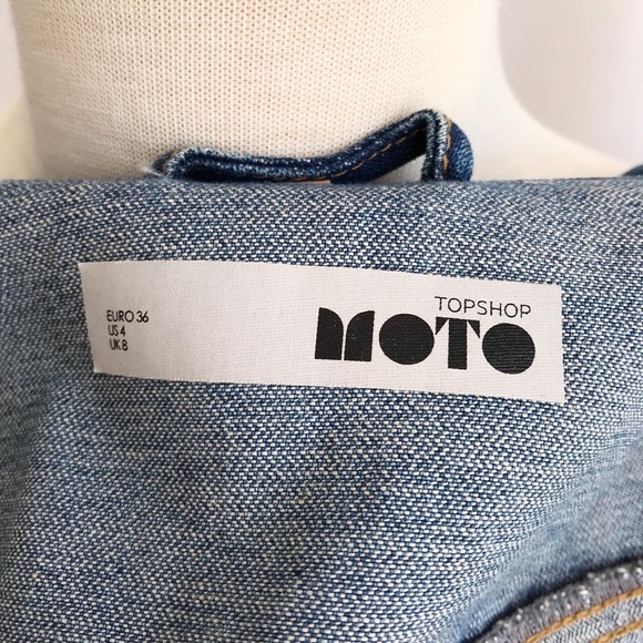 Topshop Moto Blue Denim Jacket Size 4 - Picture 11 of 11